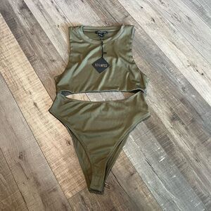 Revamped olive green bodysuit size L